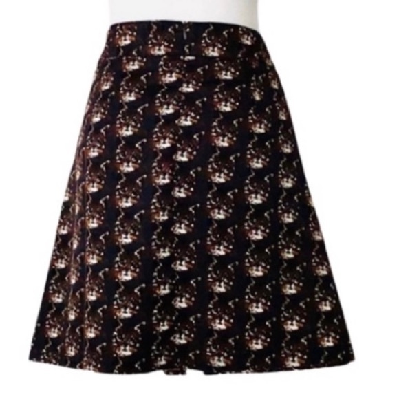 Frock Shop Navy Flared & Pleated Cat Print Skirt with Pockets - Picture 3 of 4